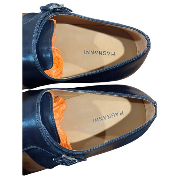 Magnanni Neto Navy / Walnut Brown Double Monk Strap Leather Shoes Sz. 13 - Picture 10 of 15